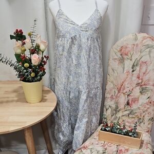 Floral Blue Spaghetti Strap Dress